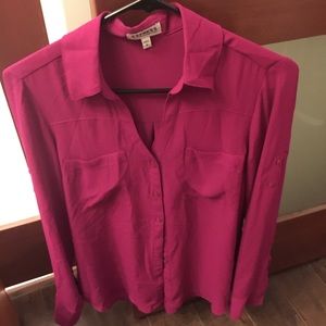 Magenta button up blouse